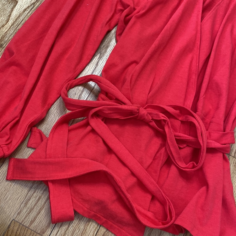 J. Crew Red Wrap Blouse - Picture 3 of 6